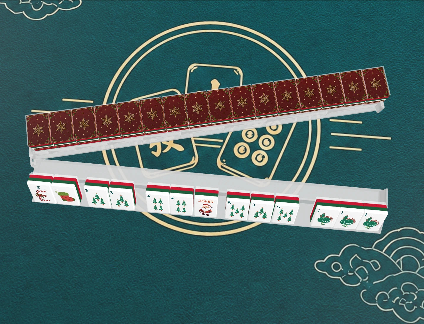 BamChive Red Christmas Star American Mahjong Tile Set