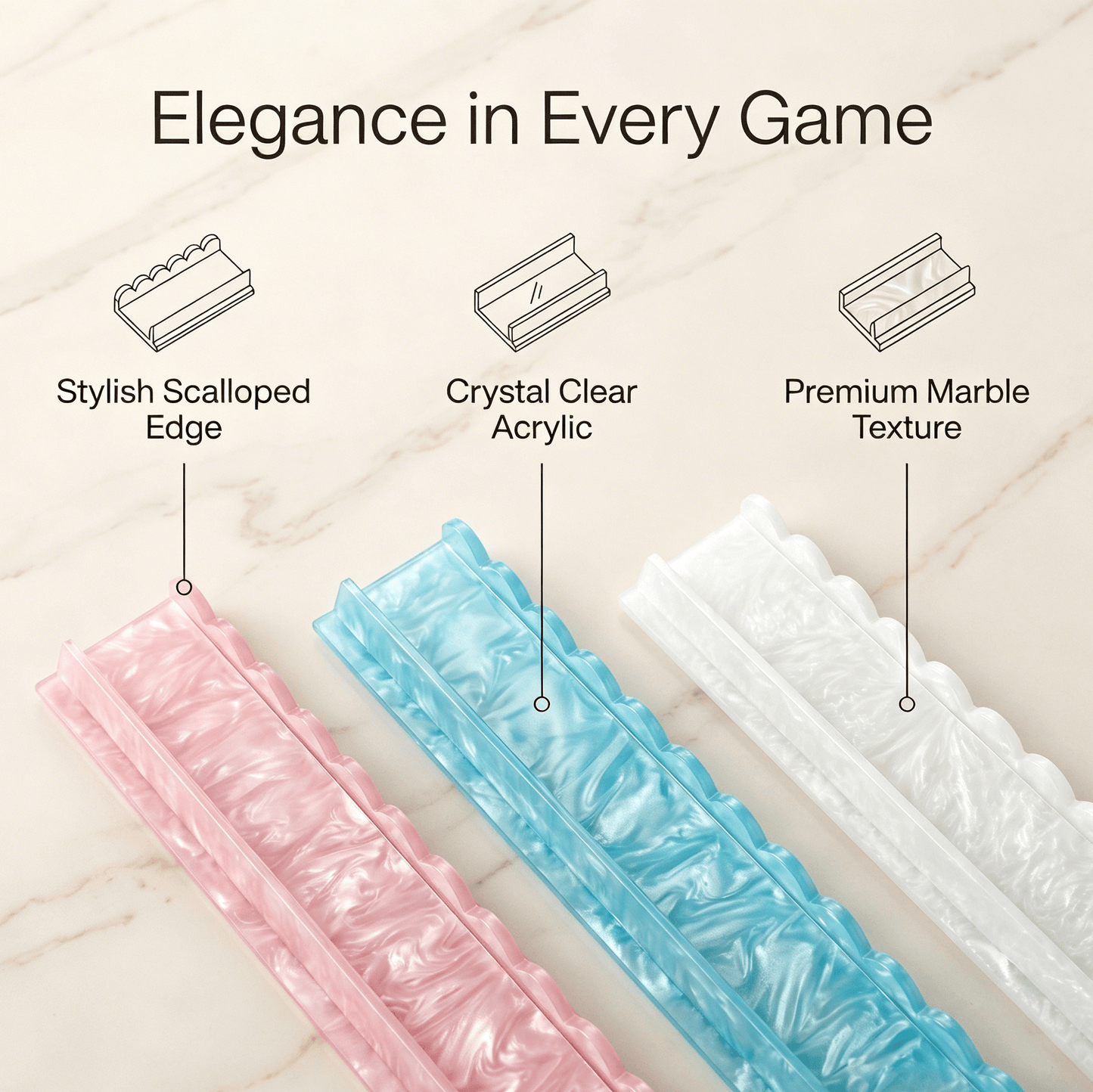 ✨Luxury Pink Shell Pearlescent Magnetic Acrylic Mahjong Tile Racks&Pushers