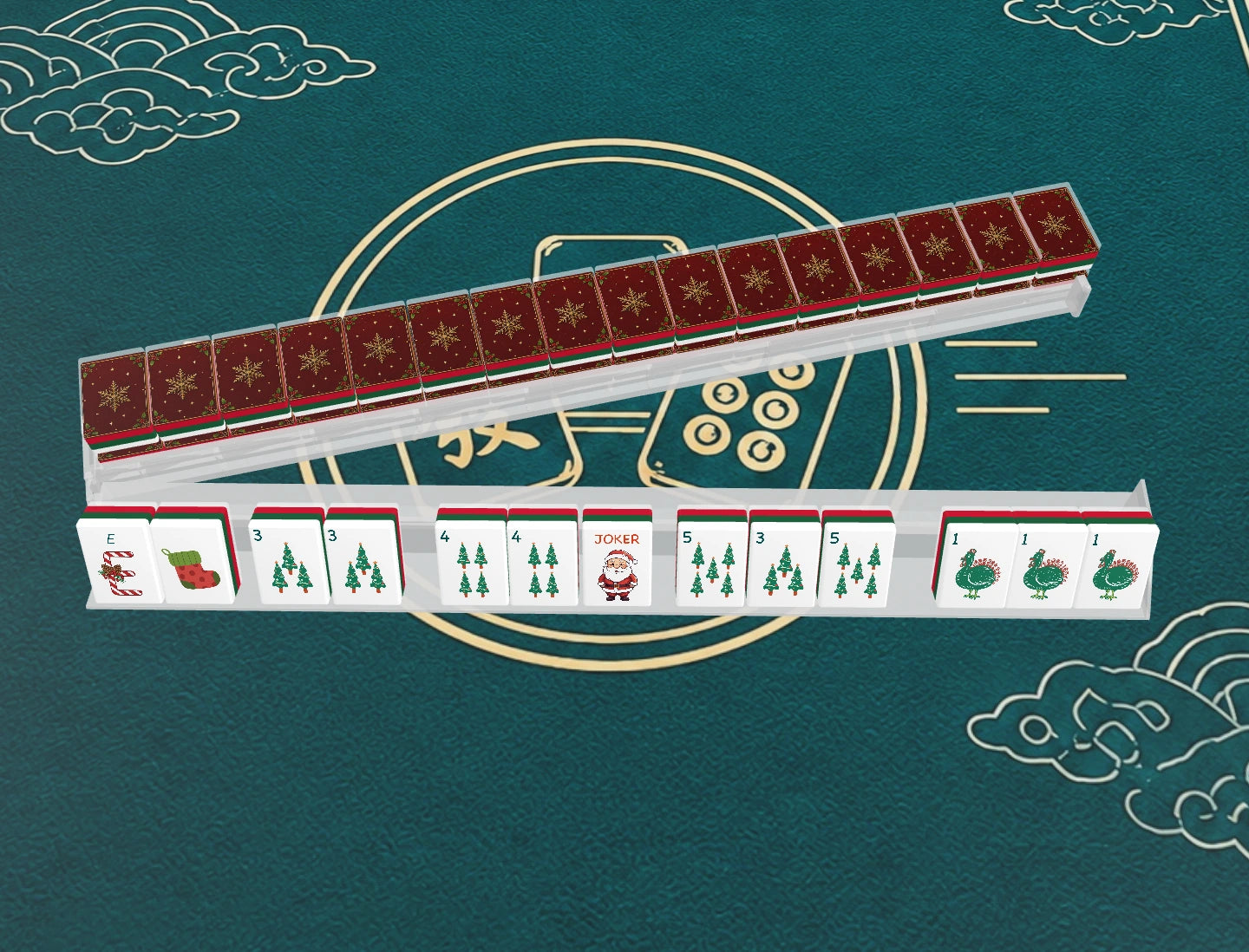 BamChive Red Christmas Star American Mahjong Tile Set