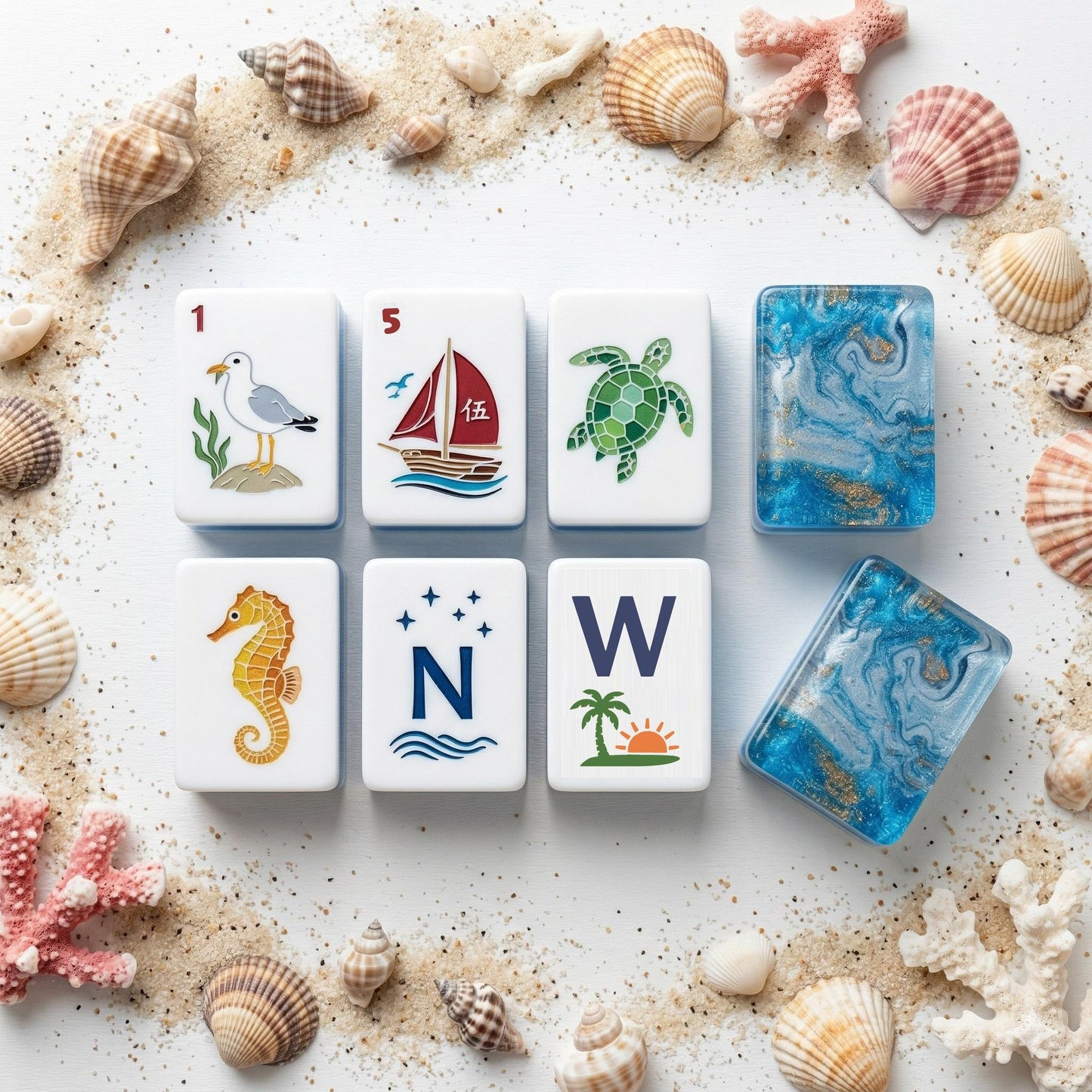 🧜 Little Mermaid Blue Ocean Mystical Mahjong Set