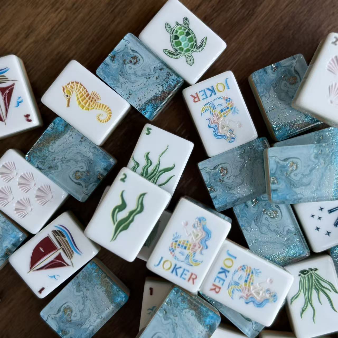 🧜 Little Mermaid Blue Ocean Mystical Mahjong Set