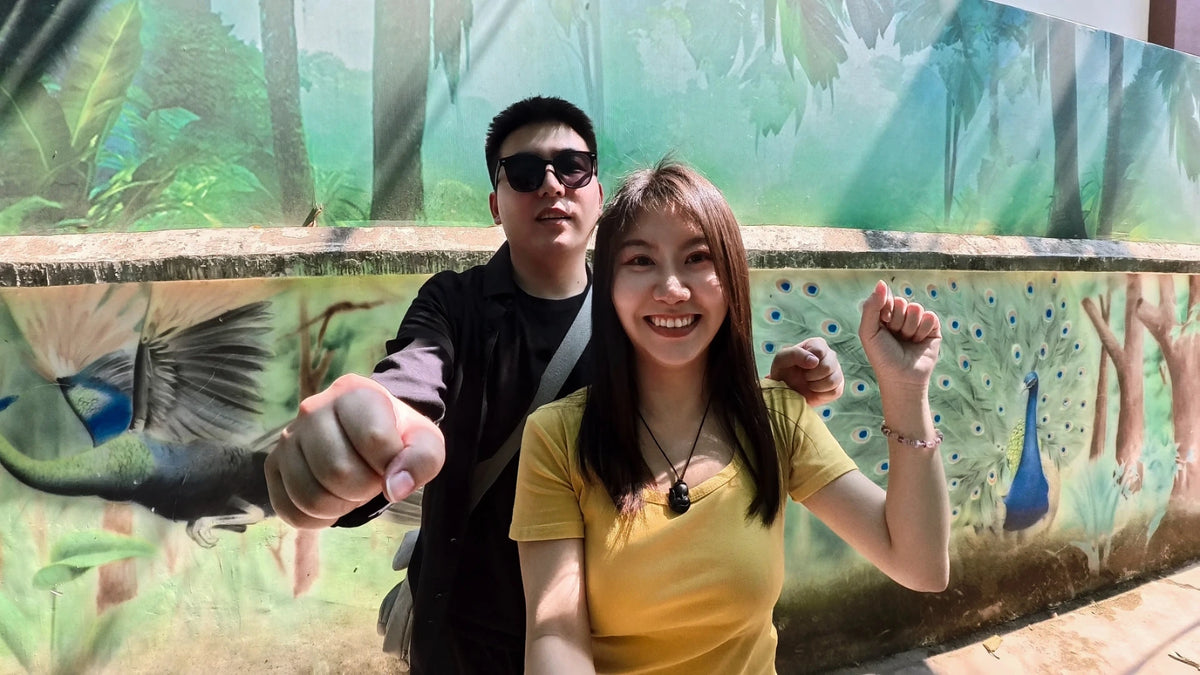Circle Deng and Square Chen, co-founders of BamChive, during a creative research trip